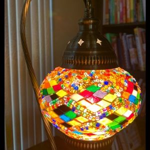 Handmade Copper and Mosaic Glass Table Lamp